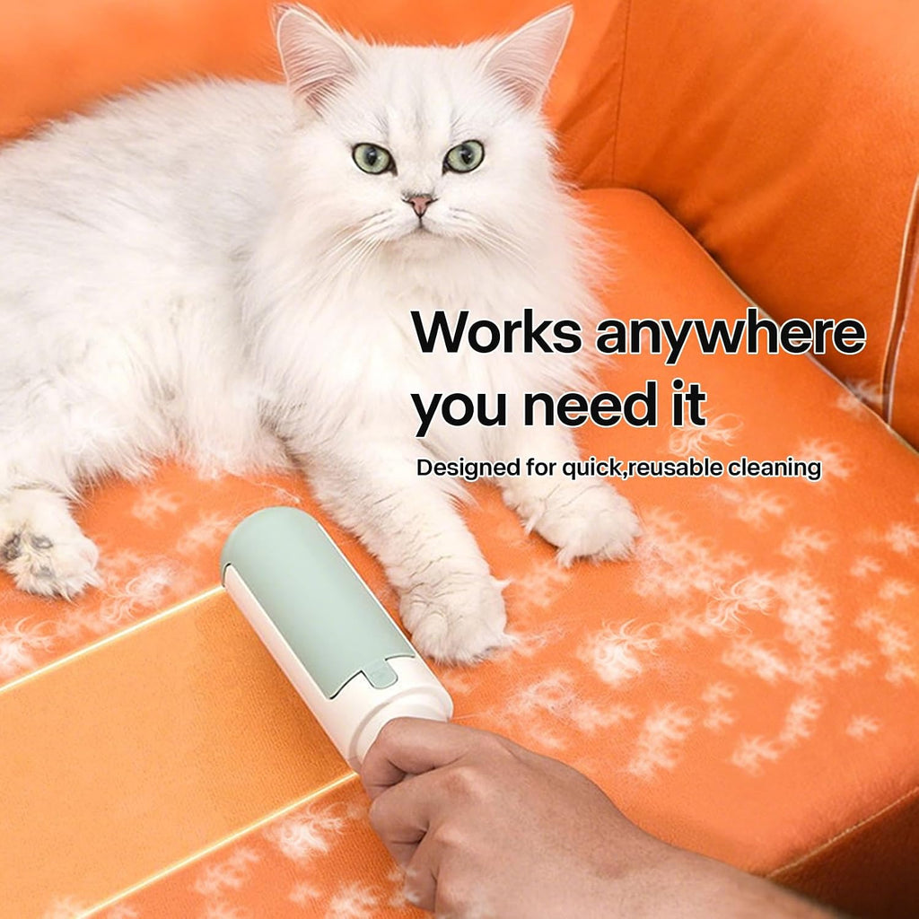 2 Pack Pet Hair Remover for Couch & Carpet, Reusable Lint Roller with Self-Cleaning Base, Dog & Cat Fur Remover, Portable Hair Removal Tool