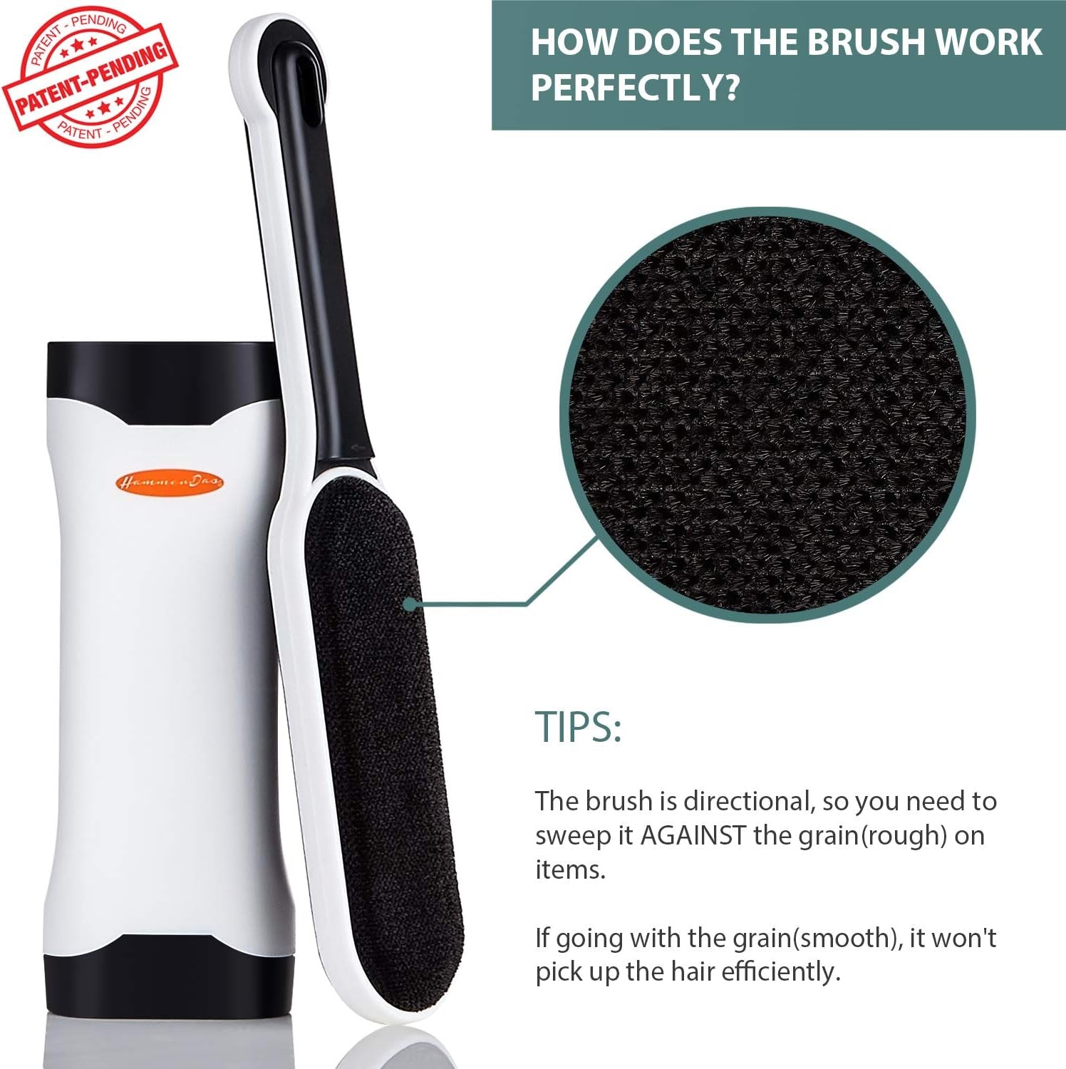 Lint Remover Pet Hair - Reusable Dog Hair My Pet Hair Remover Brush for Clothes Sturdy Handle Dog Hair Furniture Remover with Self-Cleaning Base (Upgrade Version Black)