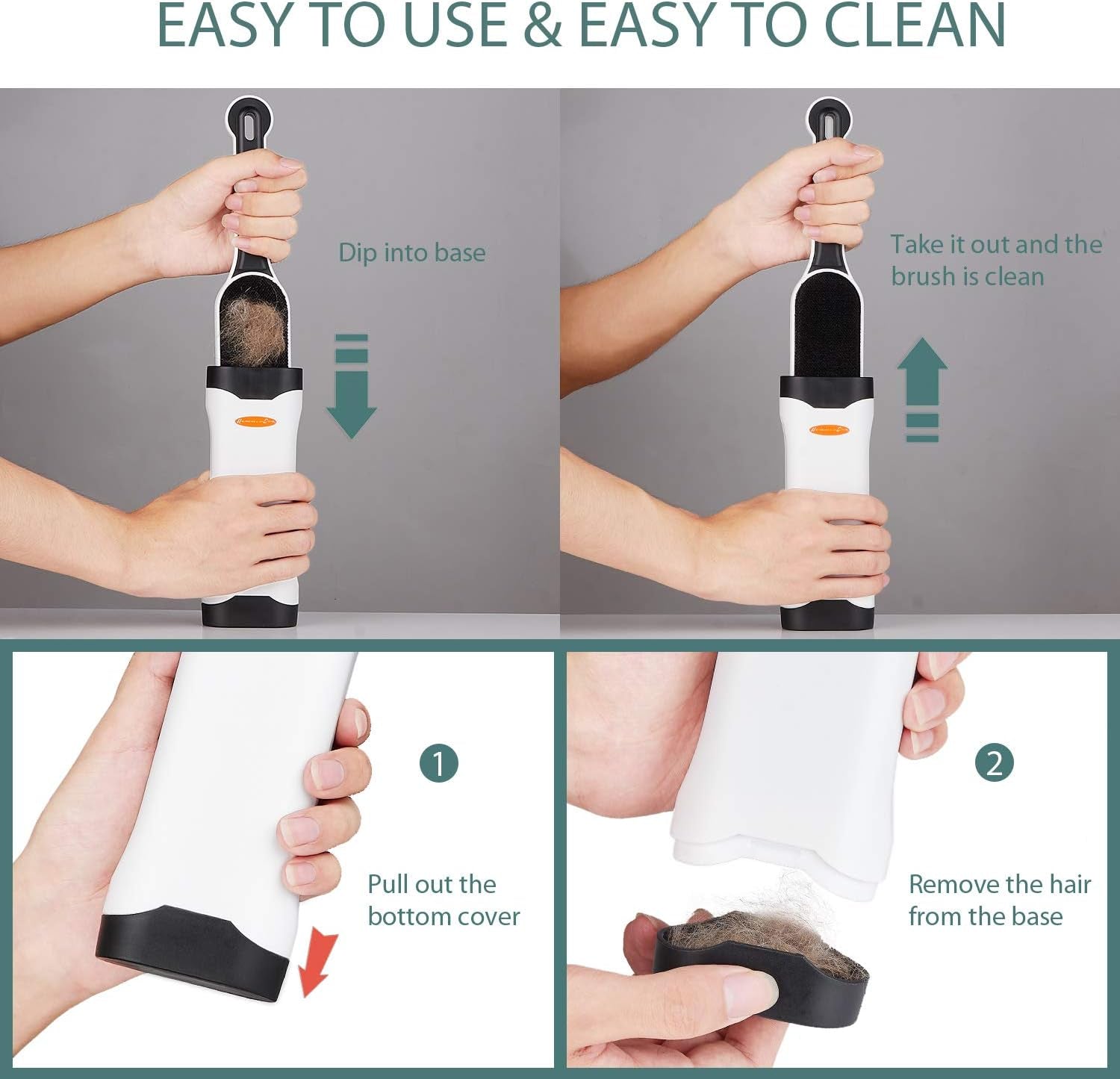 Lint Remover Pet Hair - Reusable Dog Hair My Pet Hair Remover Brush for Clothes Sturdy Handle Dog Hair Furniture Remover with Self-Cleaning Base (Upgrade Version Black)