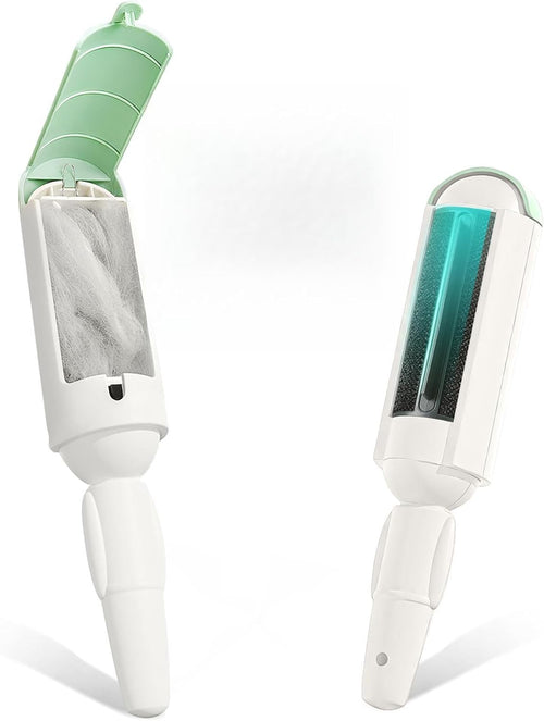 2 Pack Pet Hair Remover for Couch & Carpet, Reusable Lint Roller with Self-Cleaning Base, Dog & Cat Fur Remover, Portable Hair Removal Tool