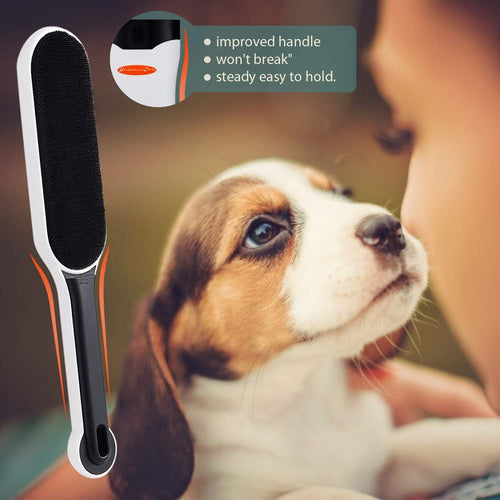 Lint Remover Pet Hair - Reusable Dog Hair My Pet Hair Remover Brush for Clothes Sturdy Handle Dog Hair Furniture Remover with Self-Cleaning Base (Upgrade Version Black)