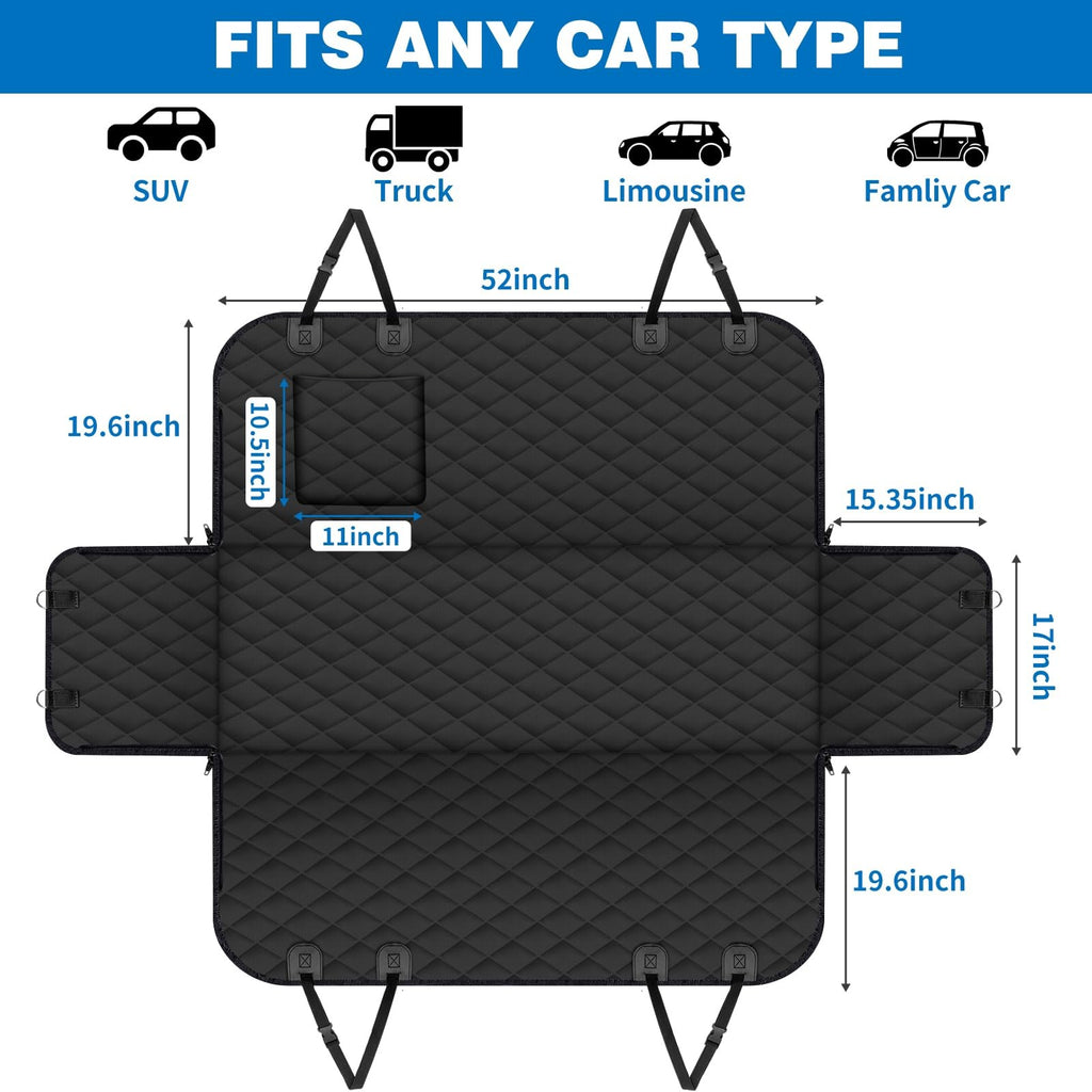 Collapsible Dog Car Seat Cover for Back Seat, Waterproof Back Seat Pet Cover